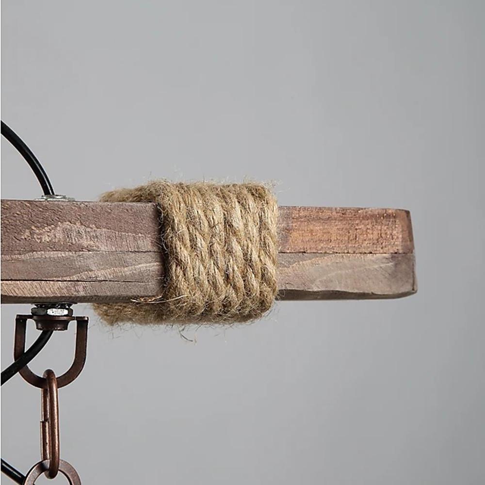 Rustic Wood Chandelier Vintage Unique LED Ceiling Light