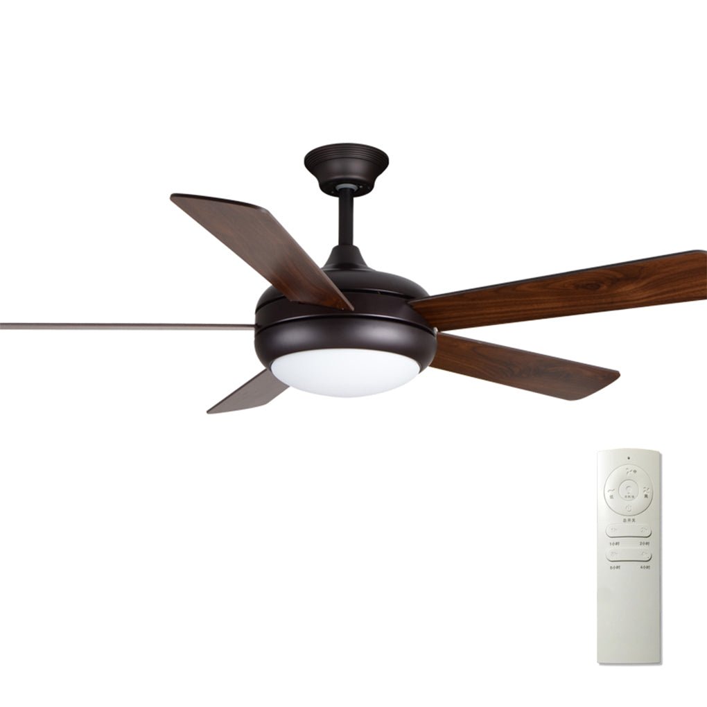 Semi-Flush Mount Ceiling Fan with Light Vintage Real Wood Light