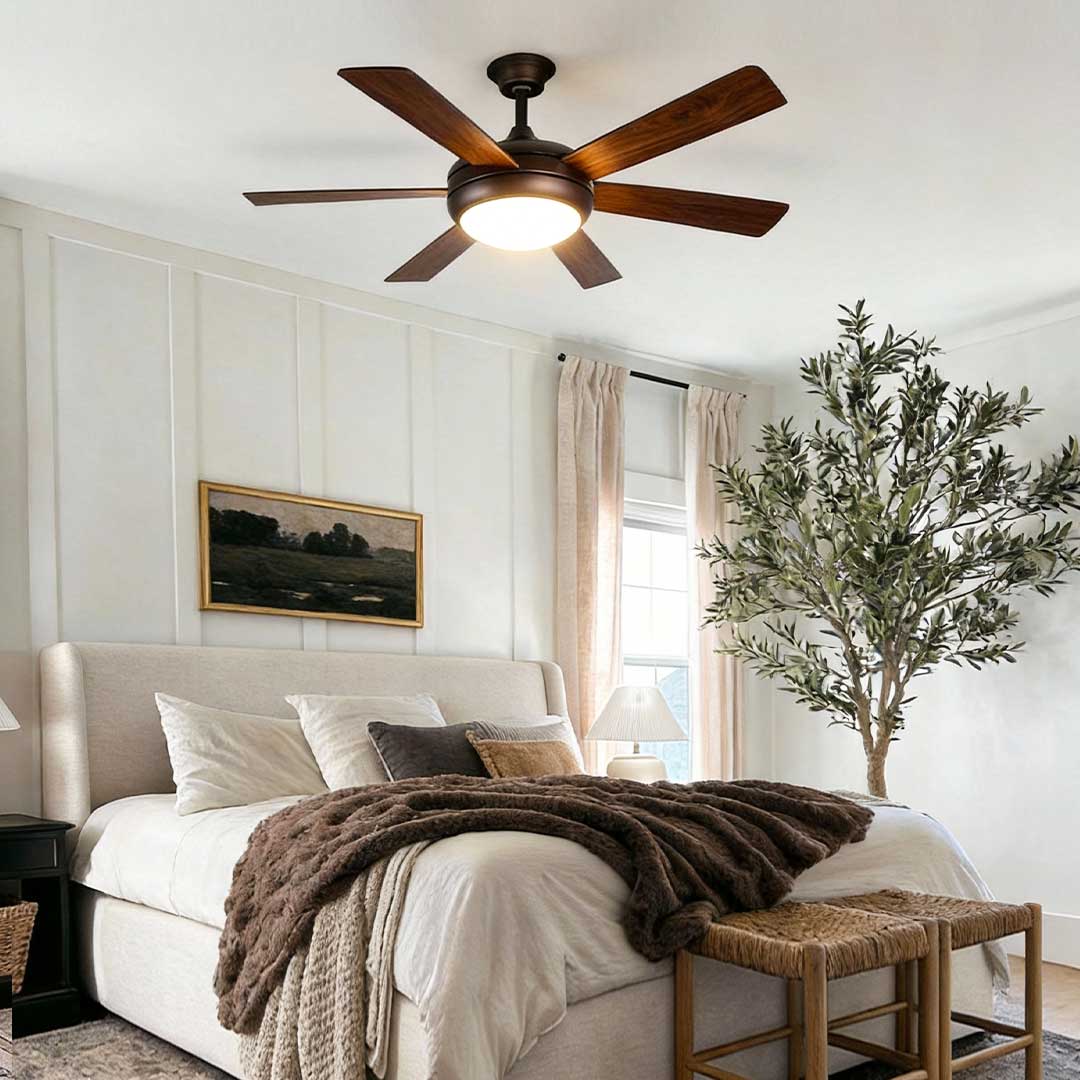 Semi-Flush Mount Ceiling Fan with Light Vintage Real Wood Light