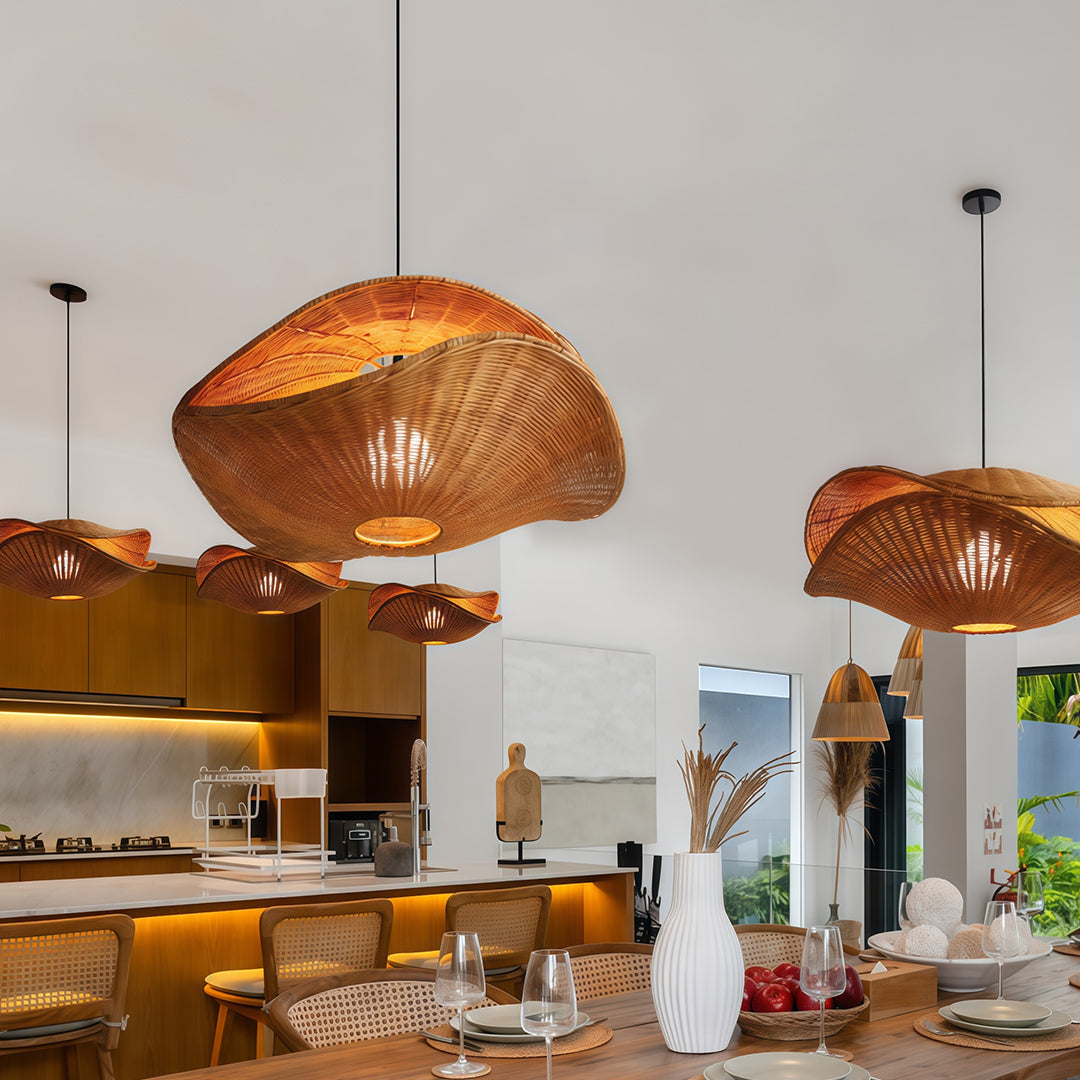 Rattan Pendant Light Fixtures Wabi-Sabi Creative Ceiling Light