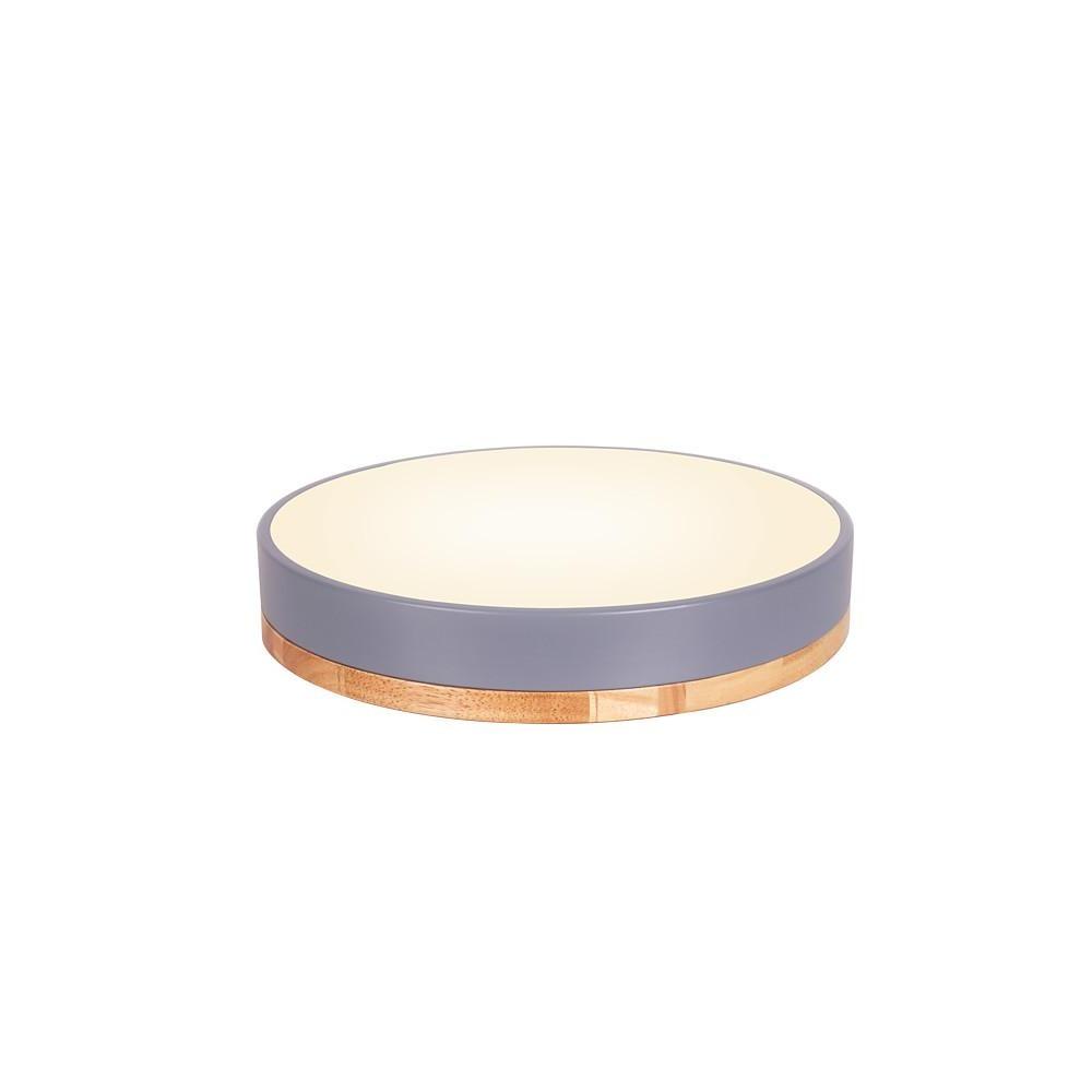 Circular Drum Flush Mount Light Metal Wood LED Ceiling Lights