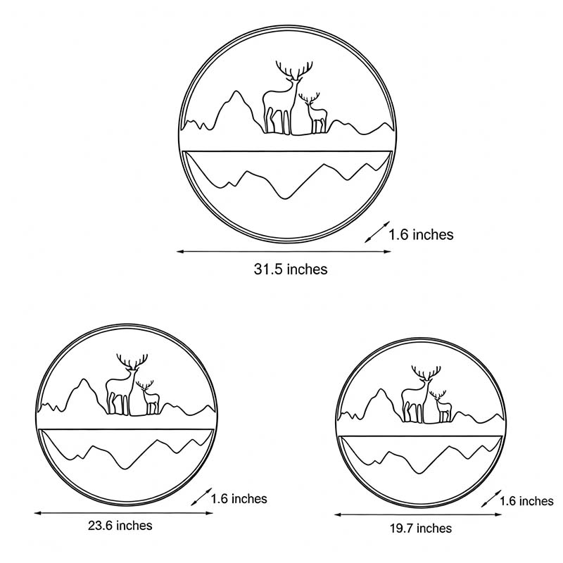 Silhouette Wall Light Outdoor Deer and Mountain LED Light