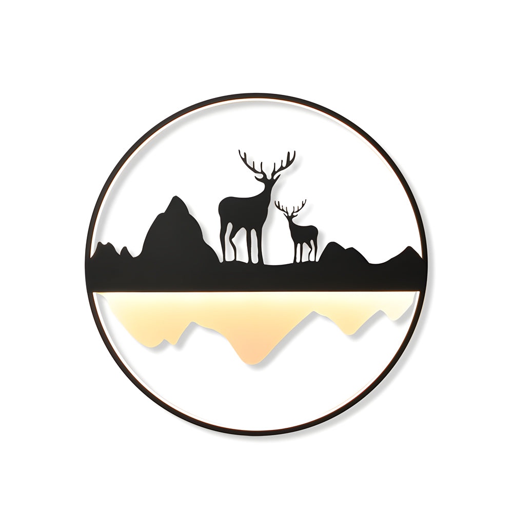 Silhouette Wall Light Outdoor Deer and Mountain LED Light