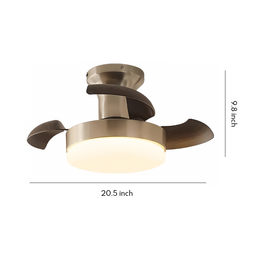 Silver Ceiling Fan with Light French Retro Hardware 3-Blade Fan Lamp