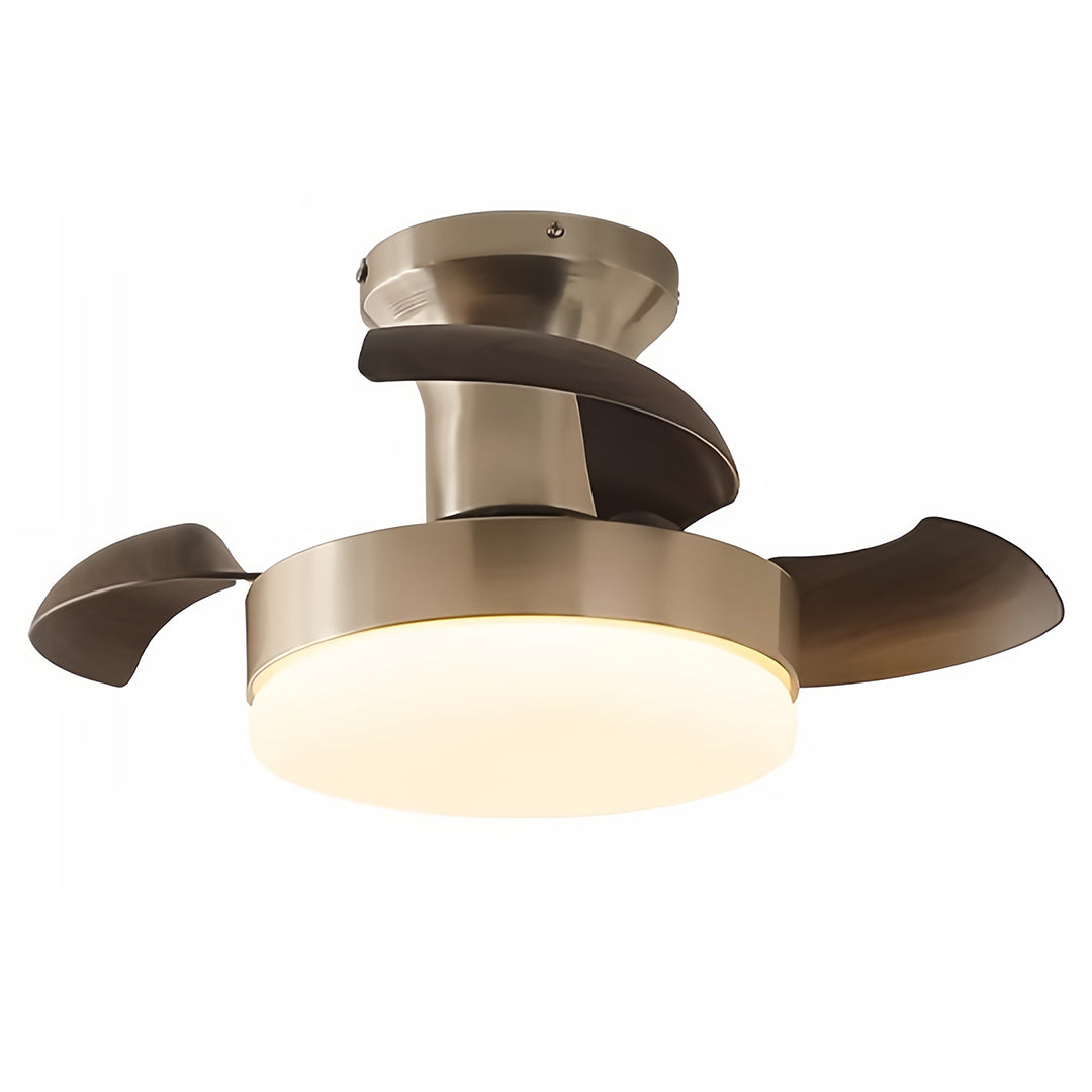 Silver Ceiling Fan with Light French Retro Hardware 3-Blade Fan Lamp
