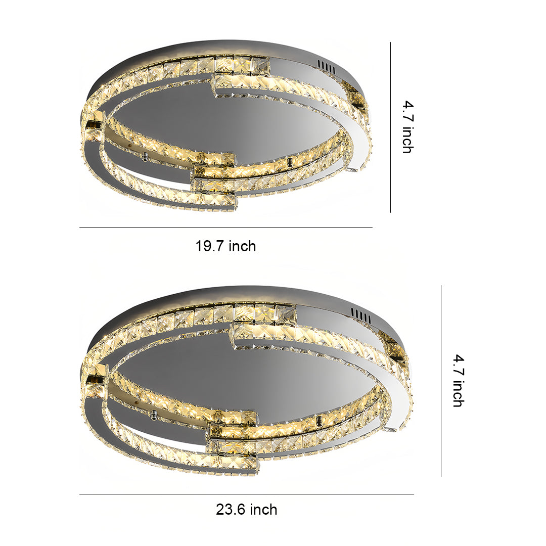 Silver Flush Mount Ceiling Light Italian LED Round Crystal Light