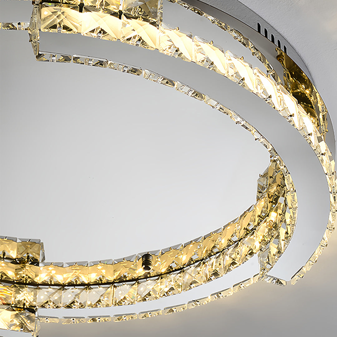 Silver Flush Mount Ceiling Light Italian LED Round Crystal Light