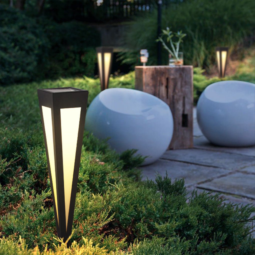 Adjustable RGB Solar LED Pathway Light Square Top & Conical Base Outdoor Lawn Lighting