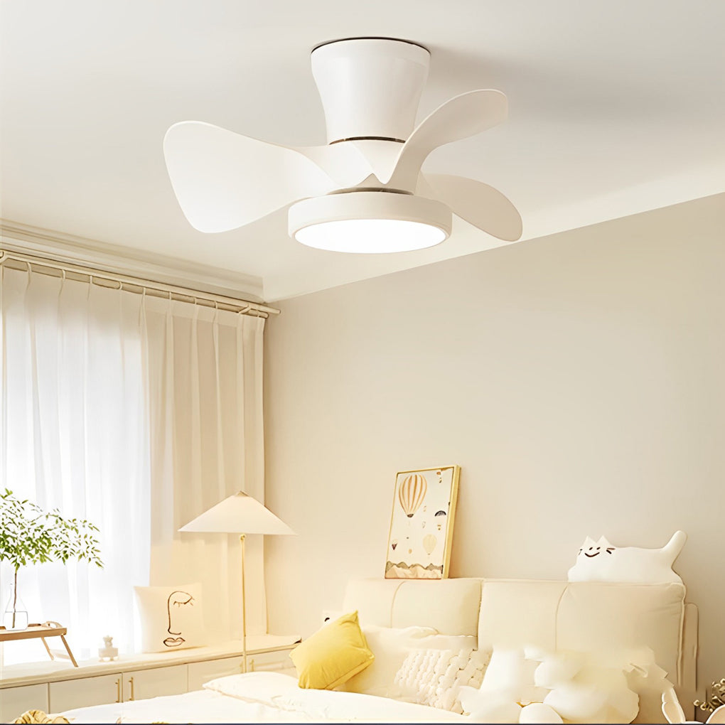 Simple White Ceiling Fan with Light Silent Remote Control Light