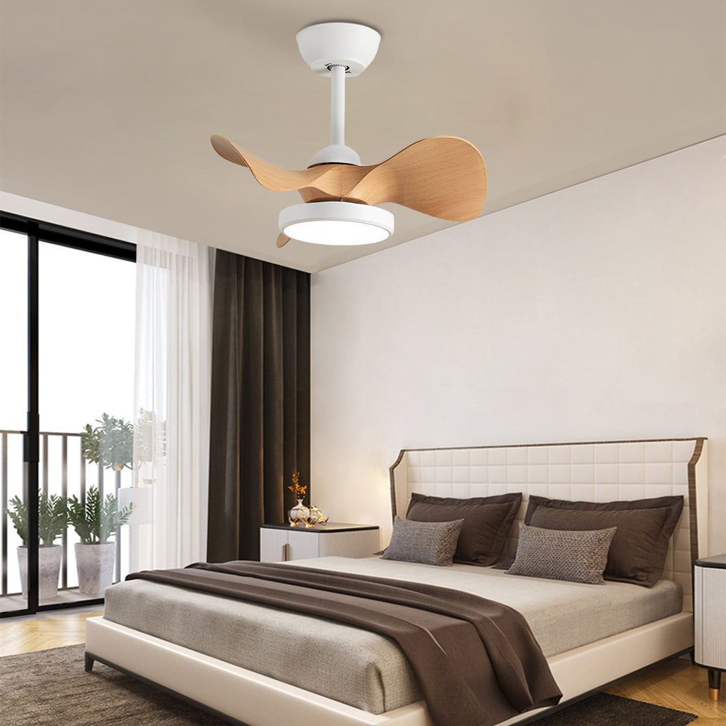 Simple White Ceiling Fan with Light Silent Remote Control Light