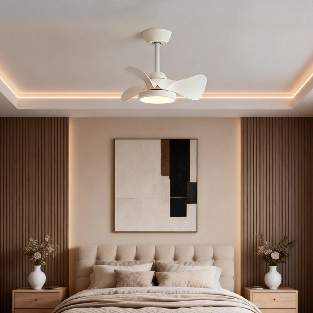 Simple White Ceiling Fan with Light Silent Remote Control Light