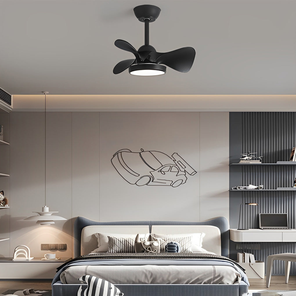 Simple White Ceiling Fan with Light Silent Remote Control Light