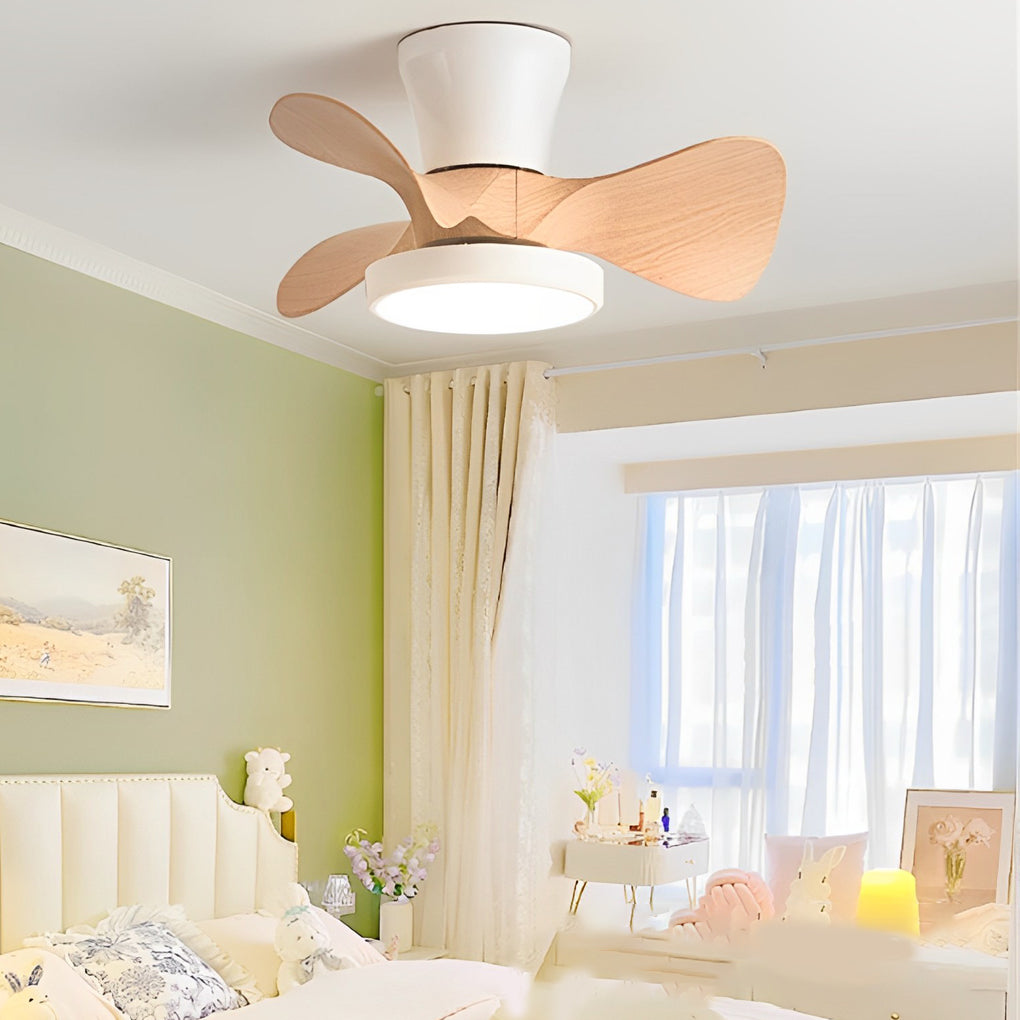 Simple White Ceiling Fan with Light Silent Remote Control Light