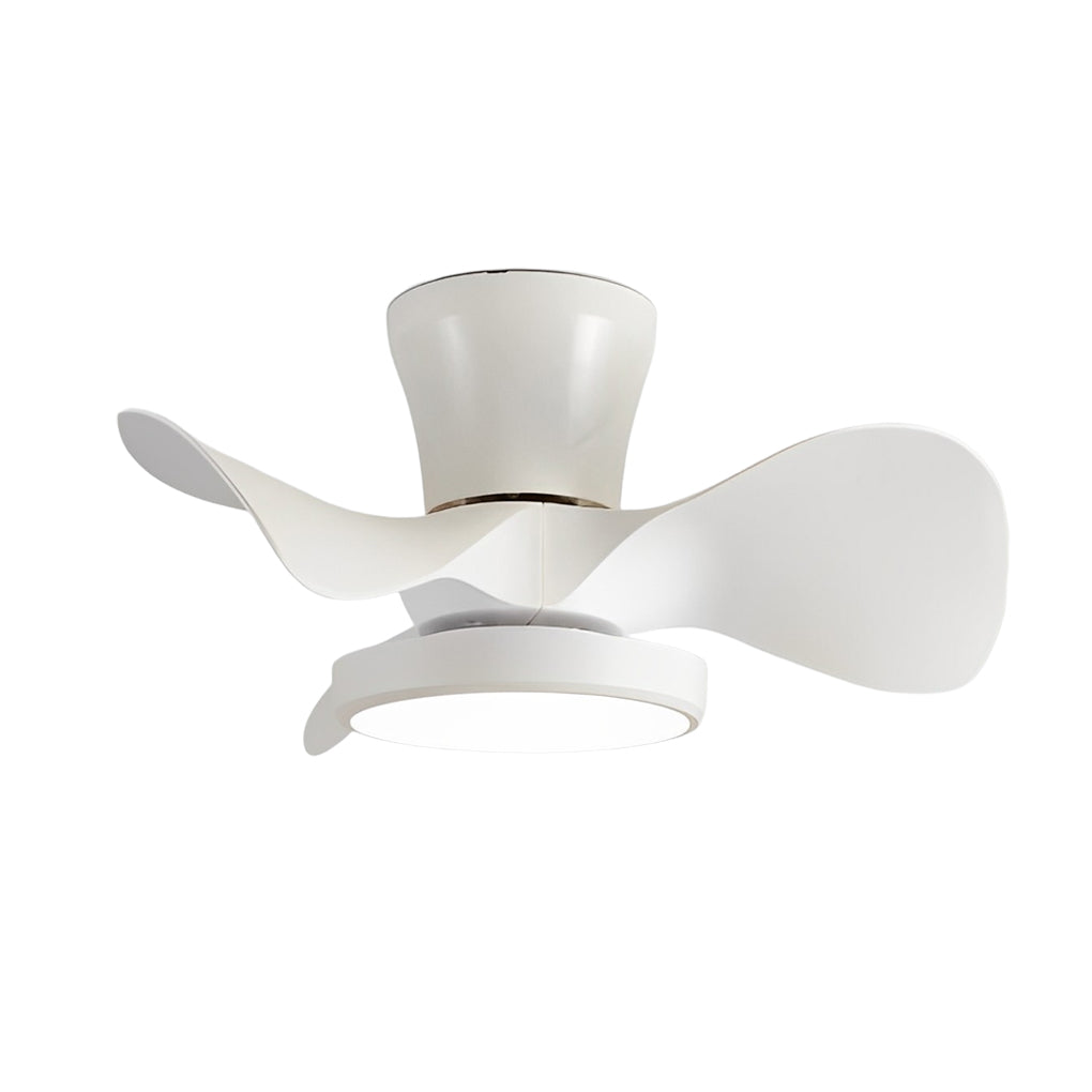 Simple White Ceiling Fan with Light Silent Remote Control Light