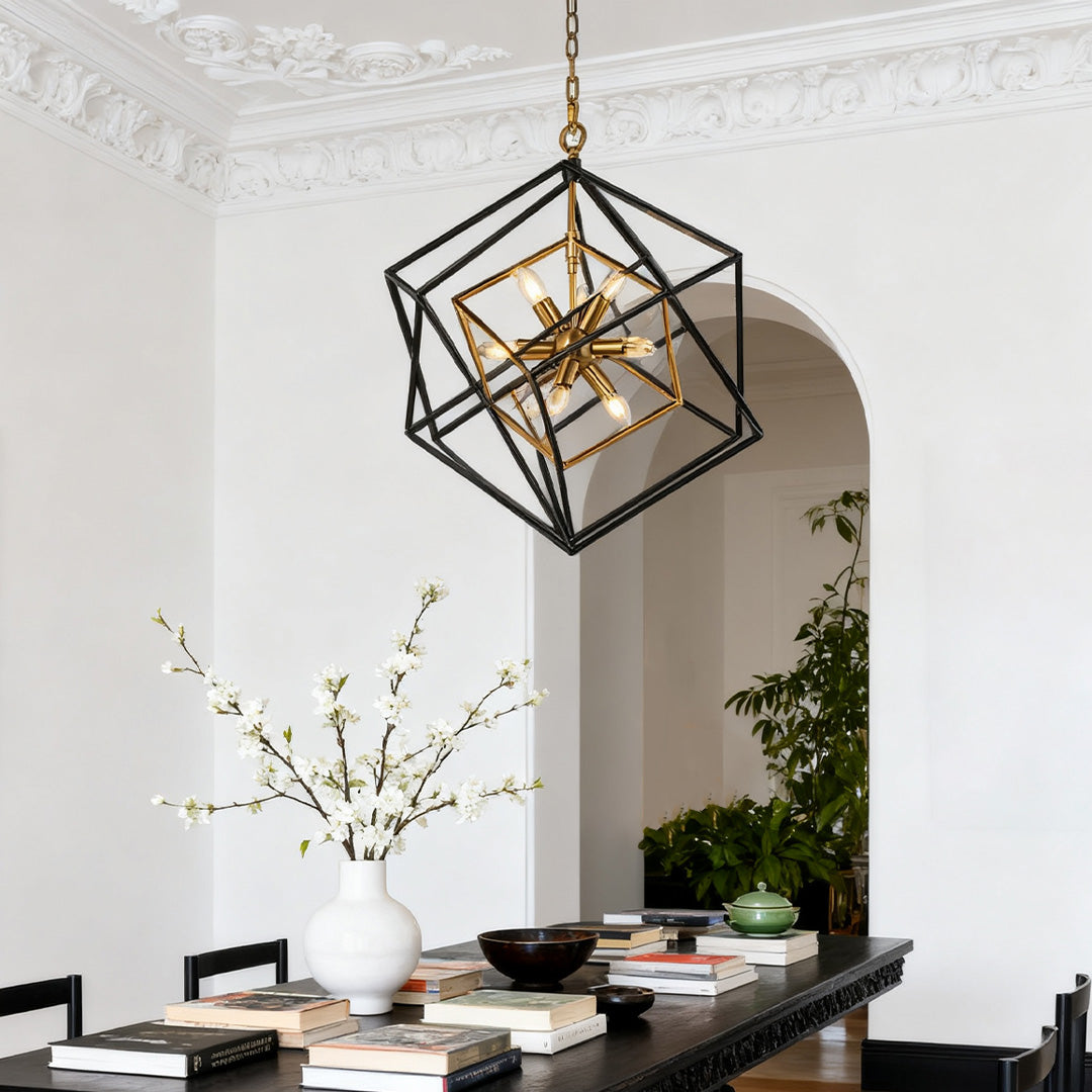 Industrial Dual-Color Iron Square Pendant