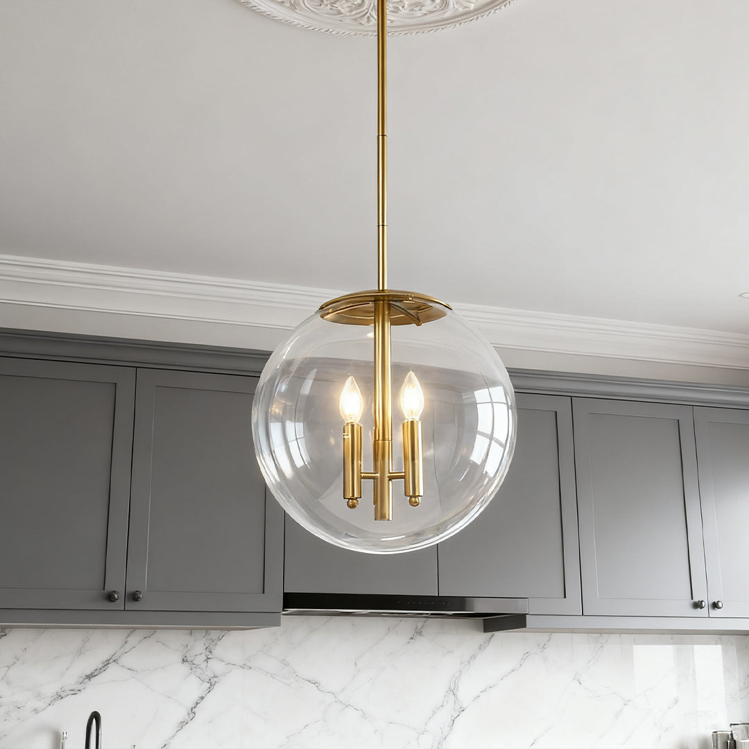 Clear Globe Pendant Light Transparent Glass Elegant Ceiling Light