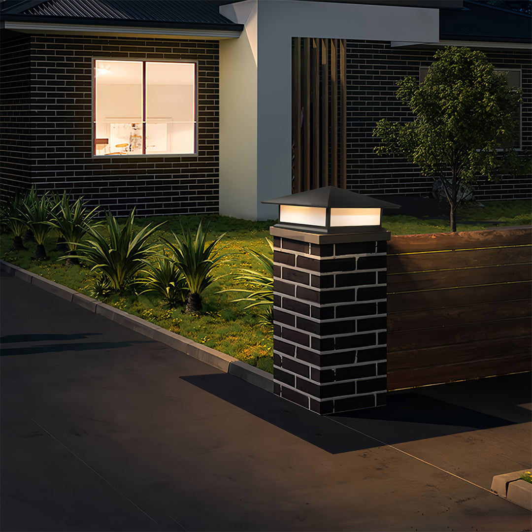 Black Pillar Lights Outdoor Waterproof Pagoda Garden Post Lights