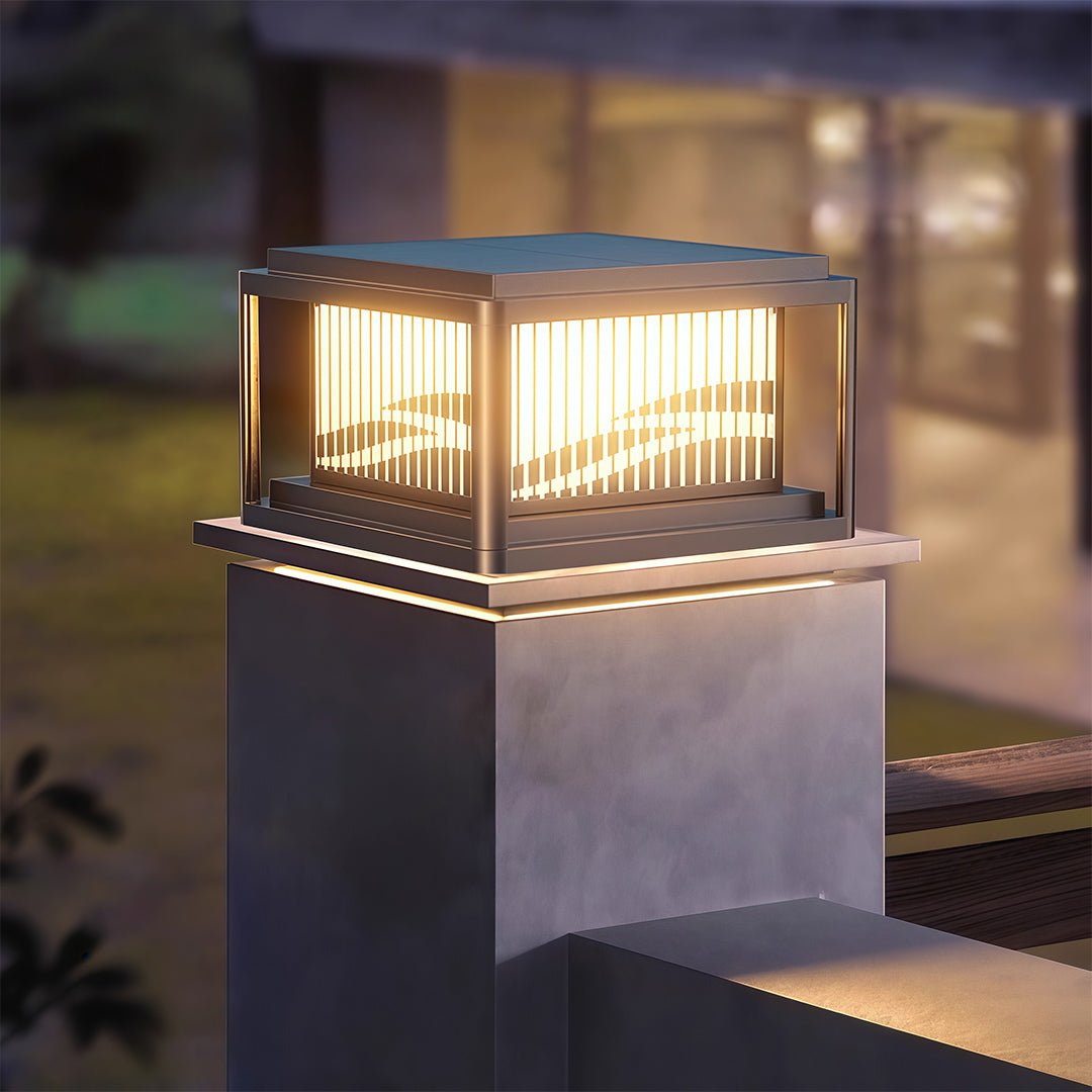 Contemporary Pillar Lights Waterproof Wave Pattern Lamp