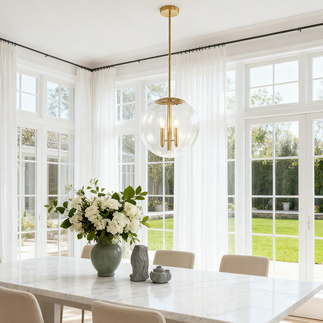 Clear Globe Pendant Light Transparent Glass Elegant Ceiling Light