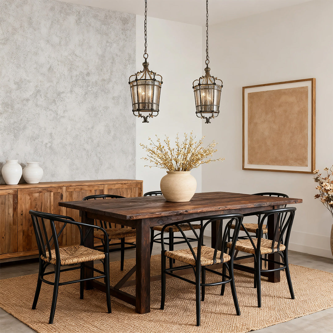 Italian Pendant Light Antique Bronze Finish Elegant Ceiling Light