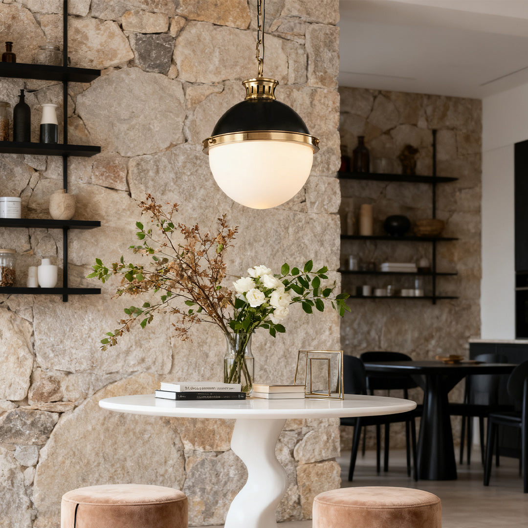 Ball Pendant Light with a Classic Glass Globe Elegant Ceiling Light