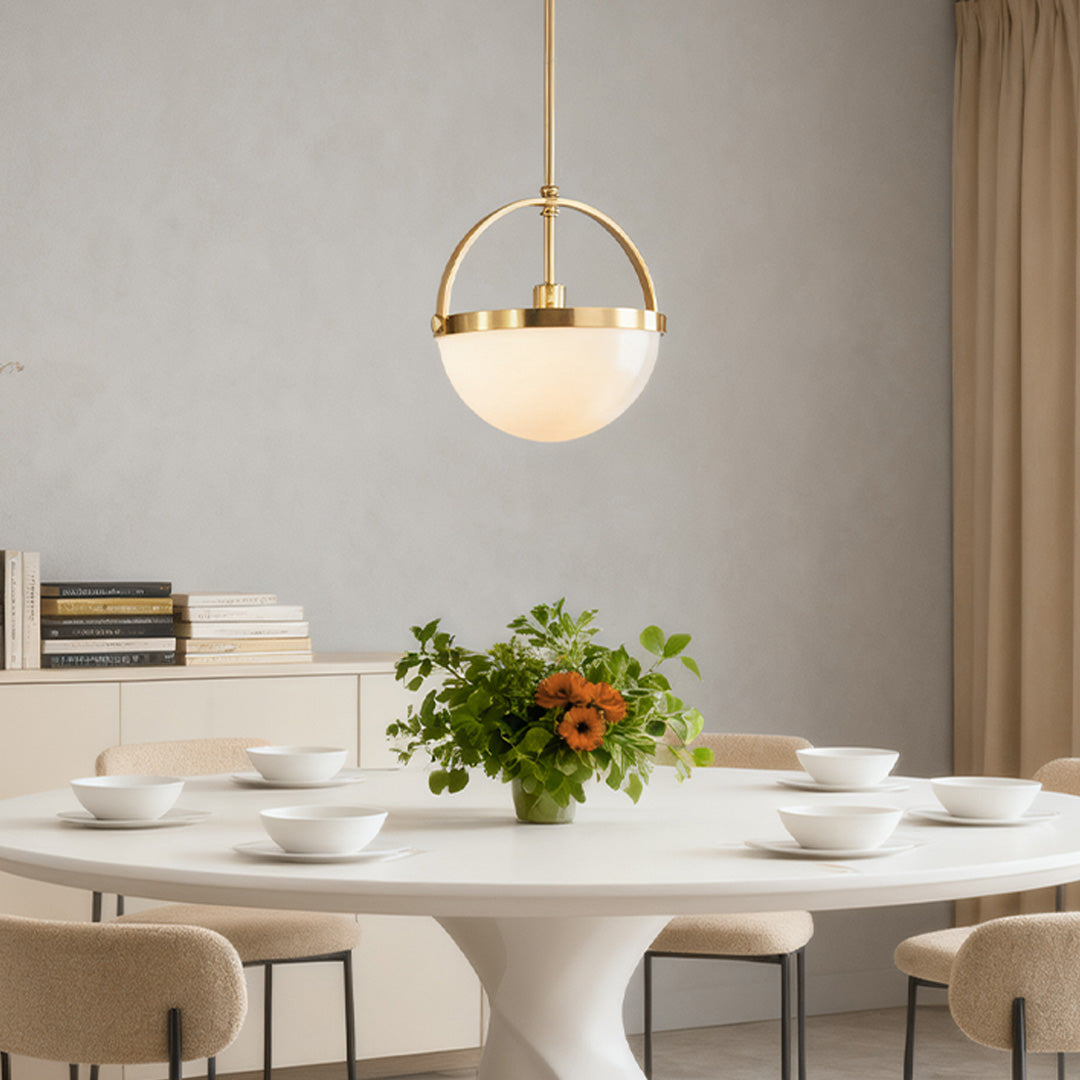 Gold and White Pendant Light with a Minimalist Stylish Ceiling Light