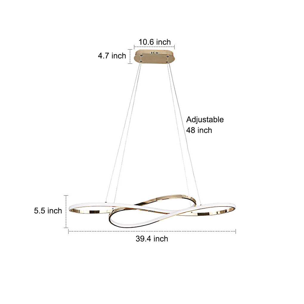 LED Infinity Chandelier Modern Irregular Wave Line Ceiling Light