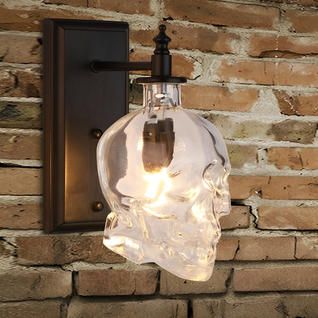 Skull Wall Sconce Glass Shades Wall Lights Industrial Metal Light