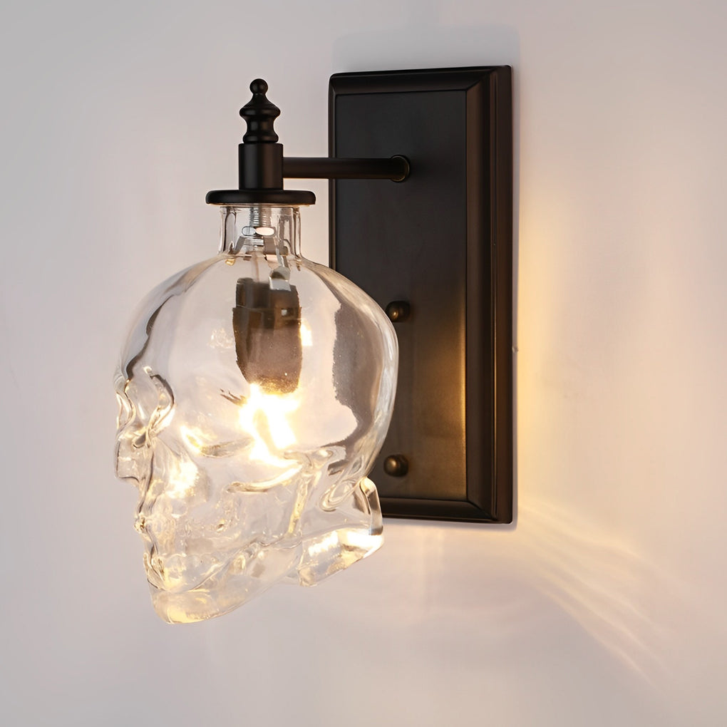 Skull Wall Sconce Glass Shades Wall Lights Industrial Metal Light