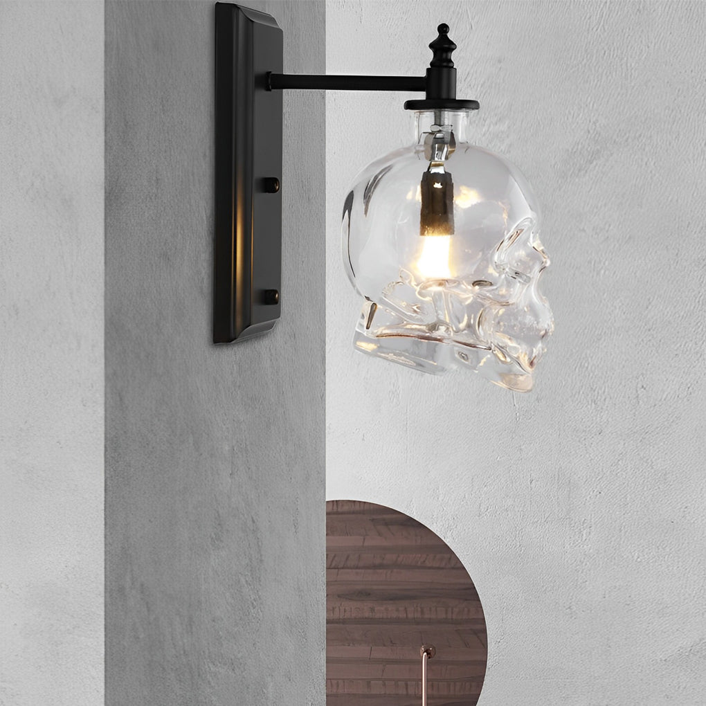 Skull Wall Sconce Glass Shades Wall Lights Industrial Metal Light