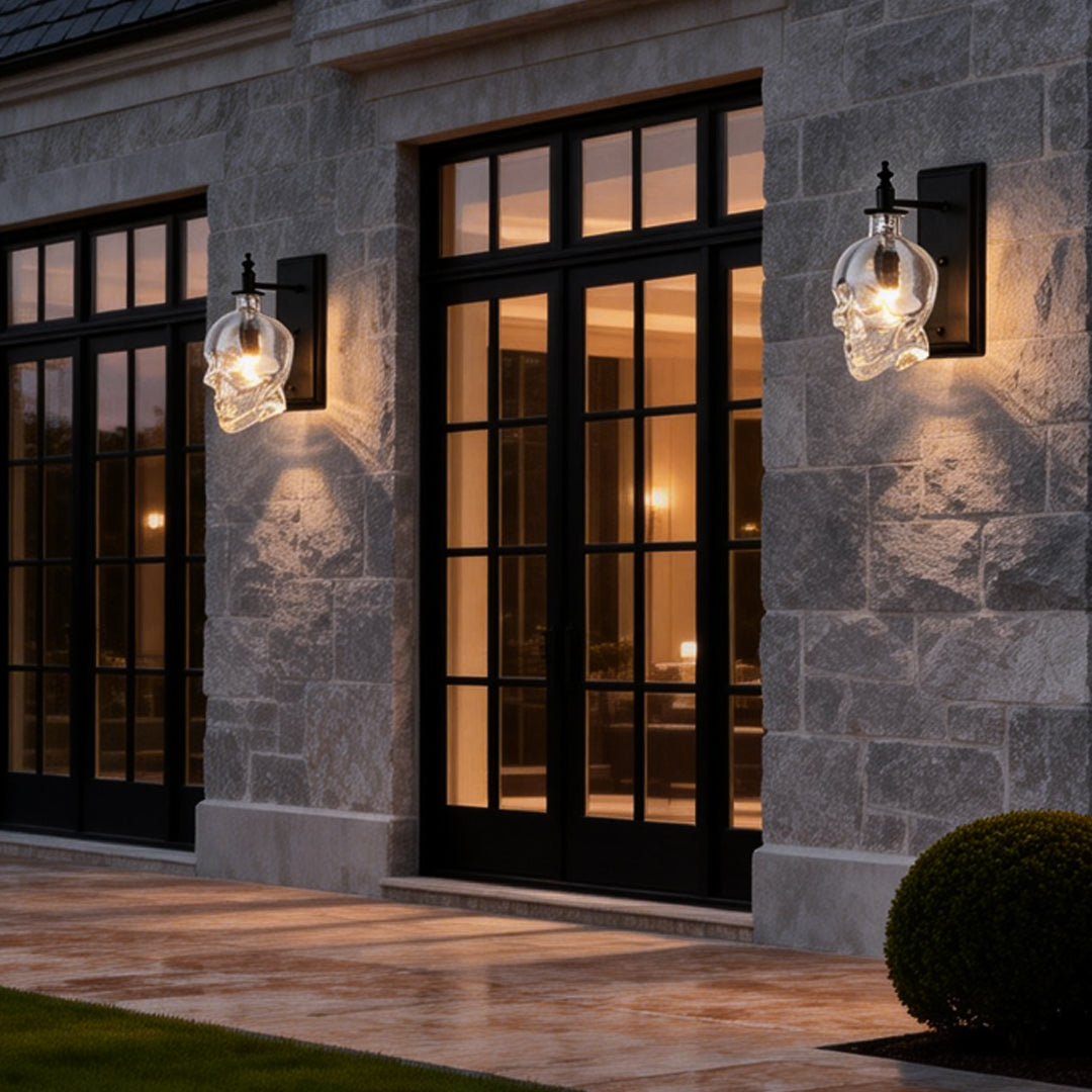 Skull Wall Sconce Glass Shades Wall Lights Industrial Metal Light