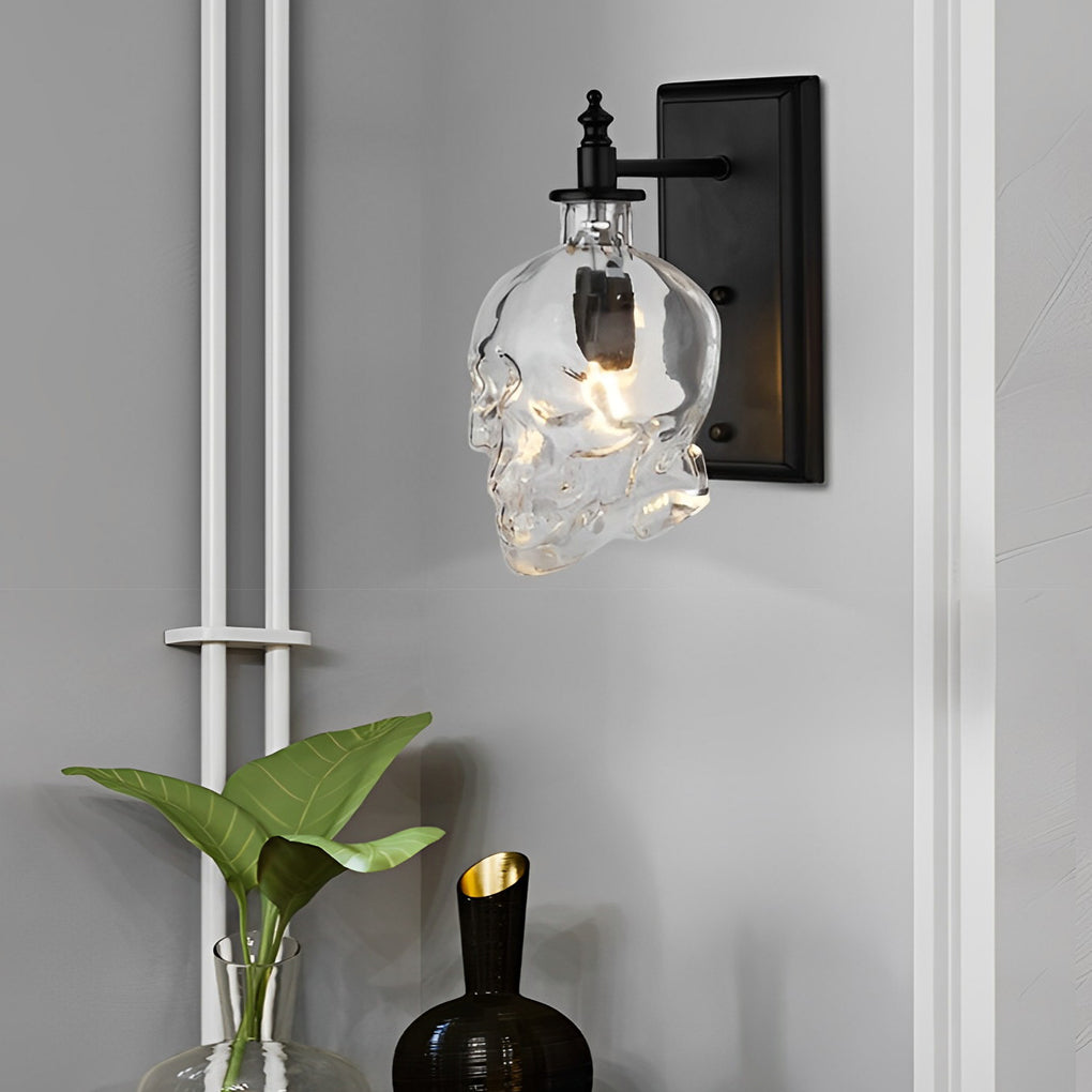 Skull Wall Sconce Glass Shades Wall Lights Industrial Metal Light