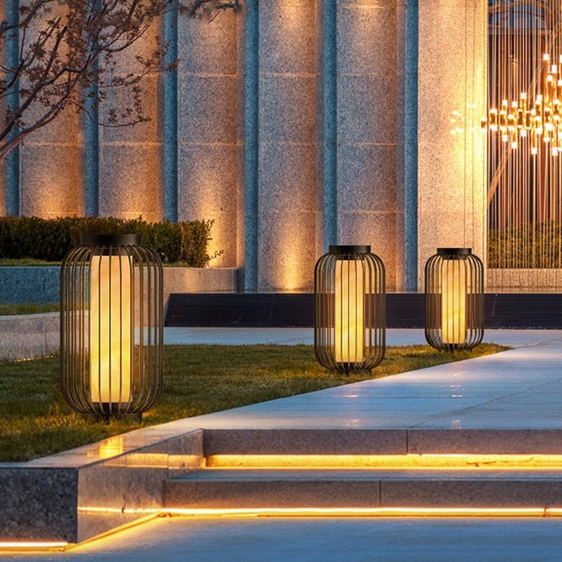 Lantern Metal Outdoor Modern Brown Waterproof Cage Lamp