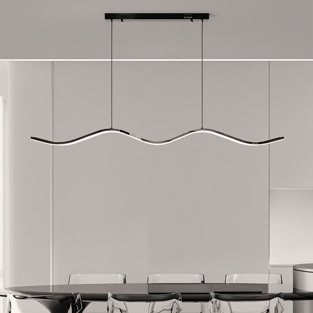 Black Kitchen Island Pendant Light Wavy Shape Minimalist Ceiling Light