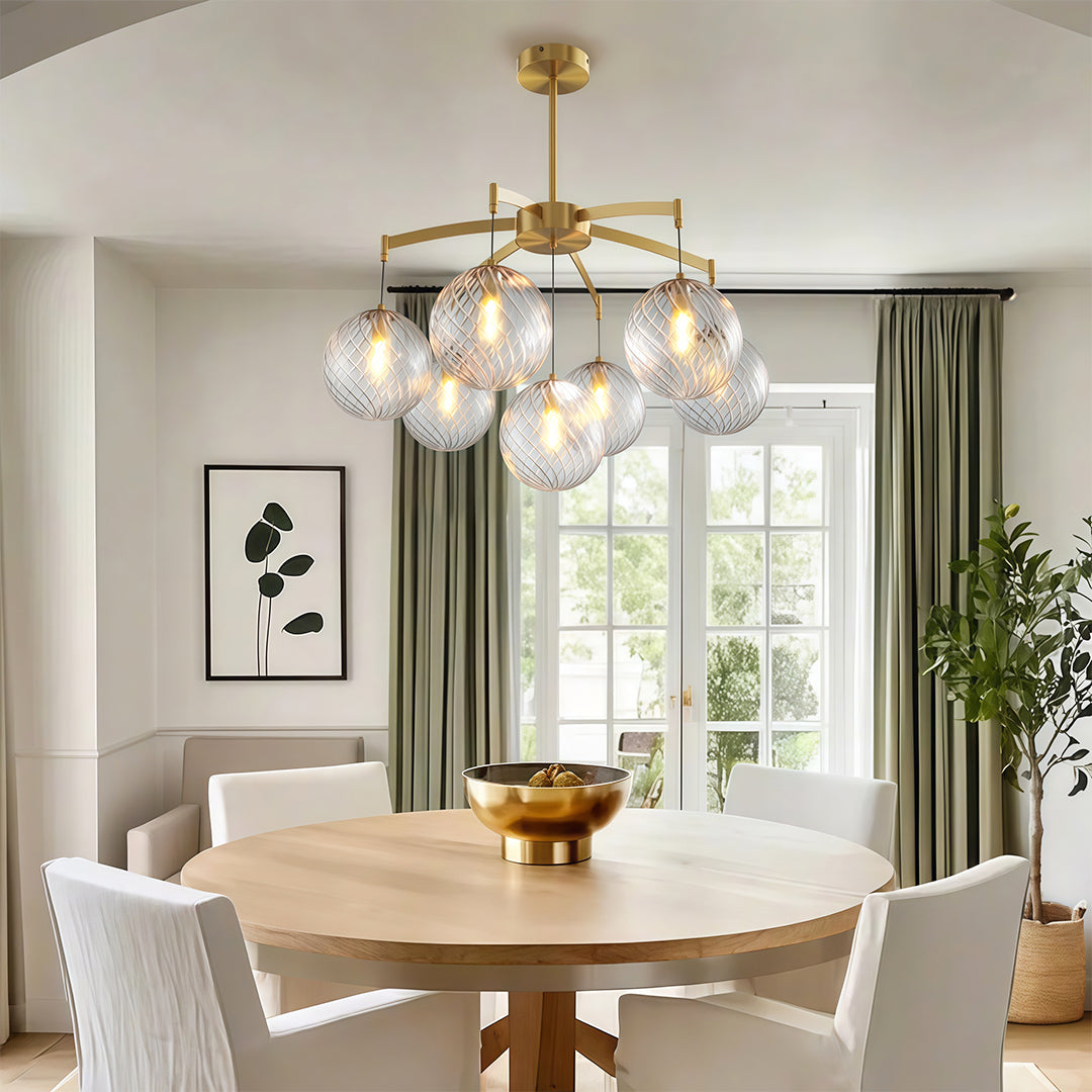 Modern Glass Ball Chandelier Full Copper Ceiling Light
