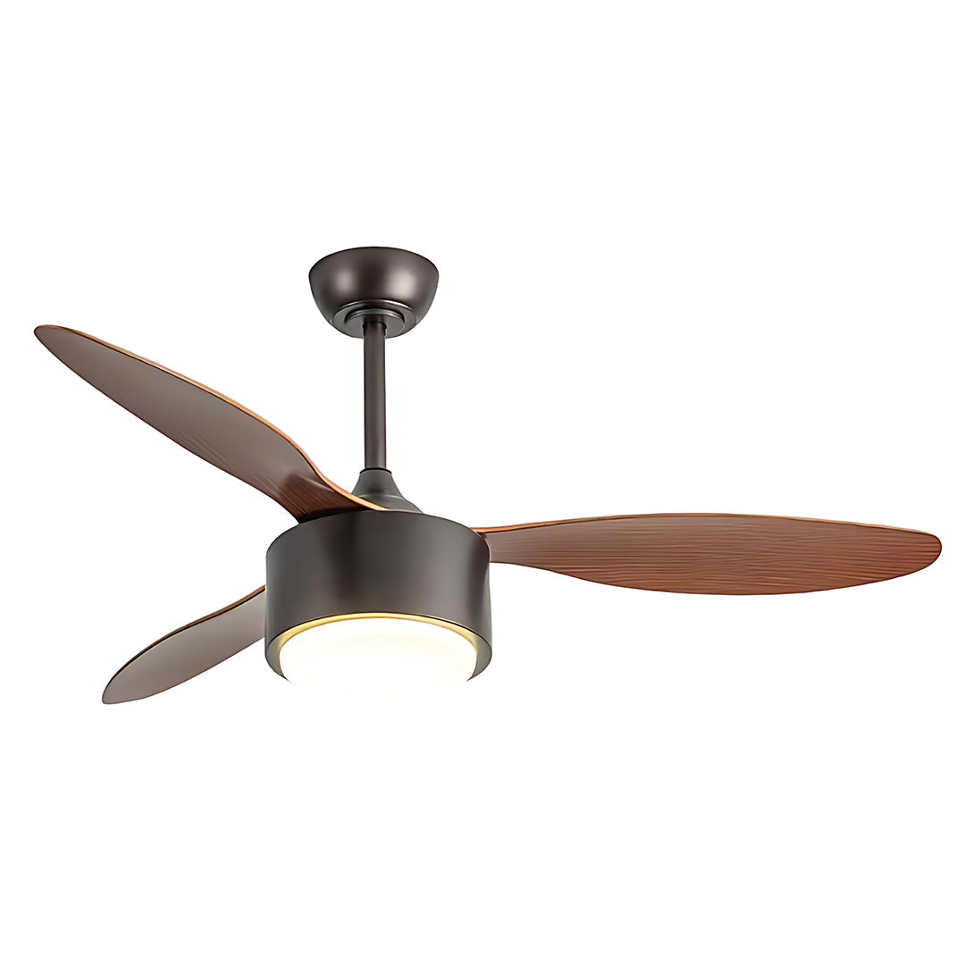 Silver Ceiling Fan with Light Wood Grain LED Fan Light
