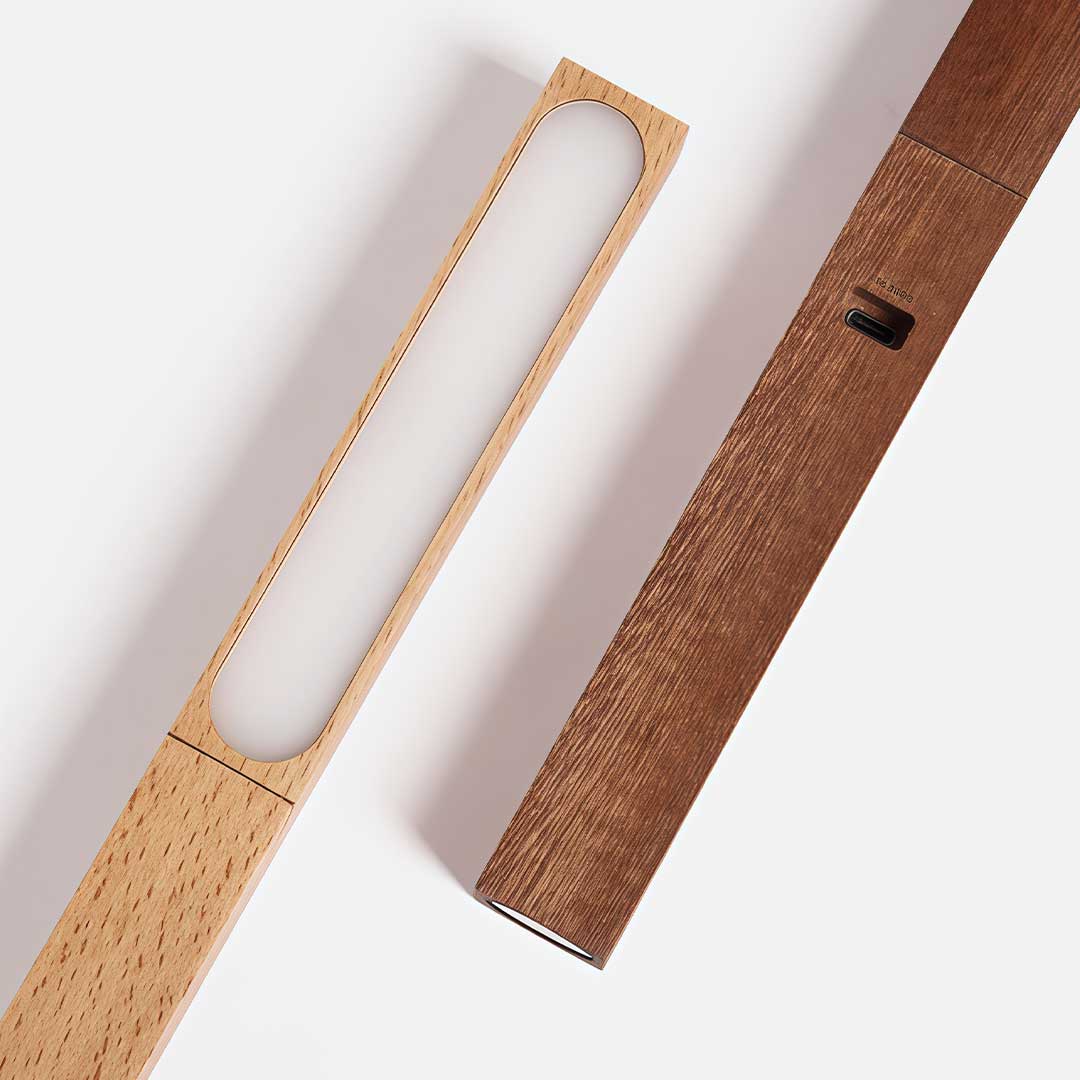 Nordic LED Desk Light Dual Magnetic Wooden Touch‑controlled Lamp