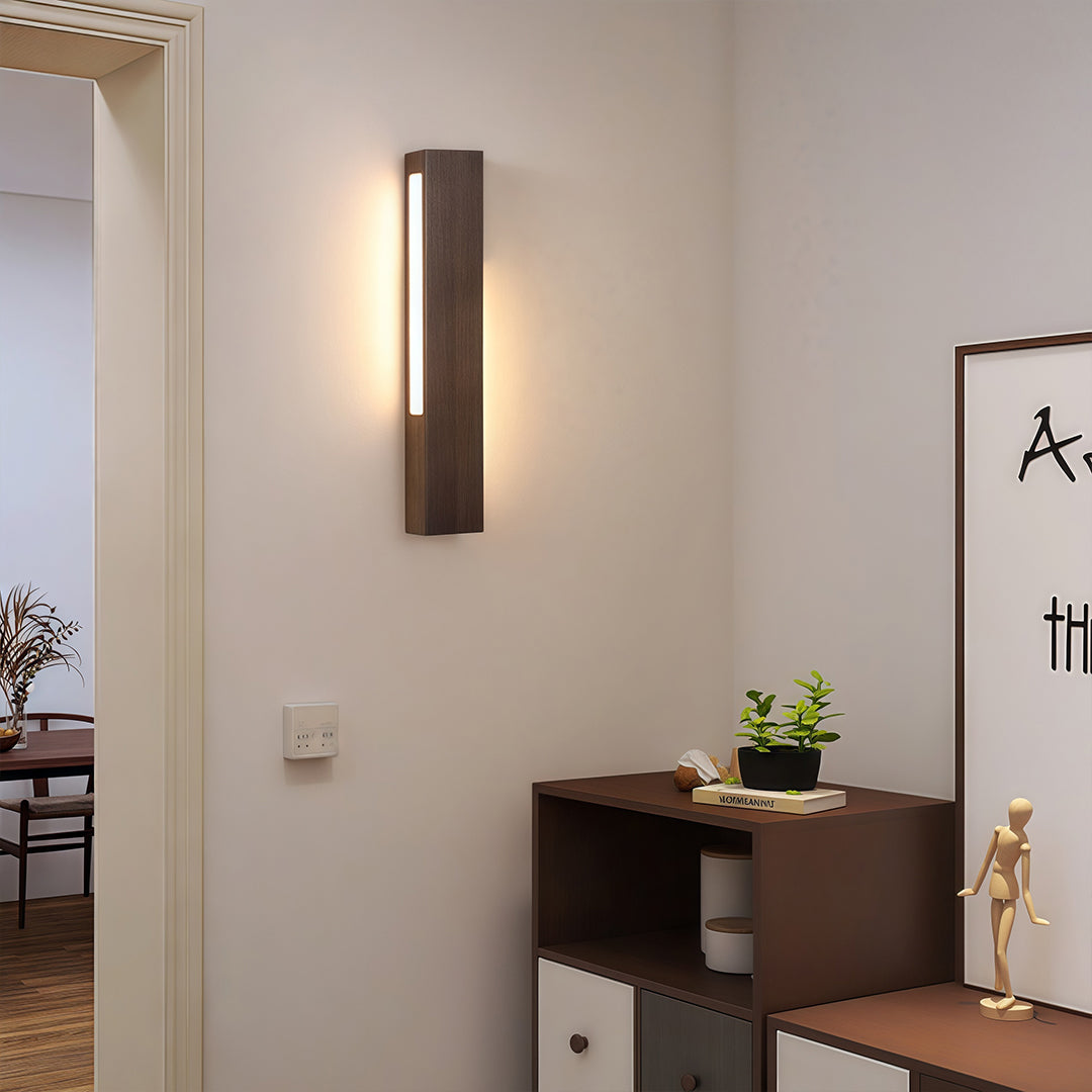 Japanese Wall Light for Bedside Aluminum Wood LED Lamp