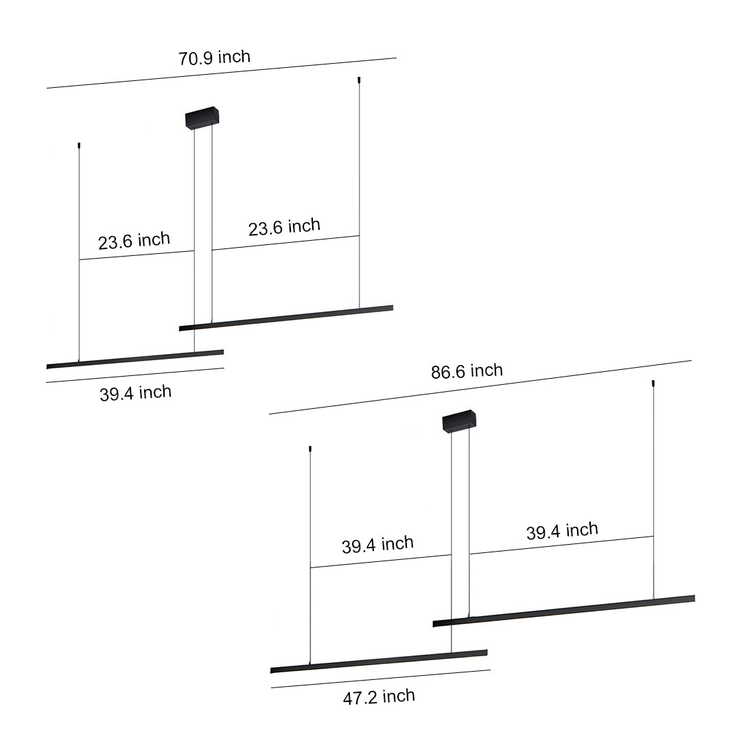 Double Hanging Pendant Lights Minimalist Black Linear Ceiling Light