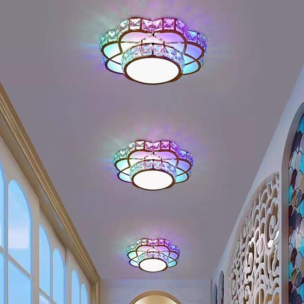 Small Crystal Flush Mount Ceiling Light Minimalist LED Light