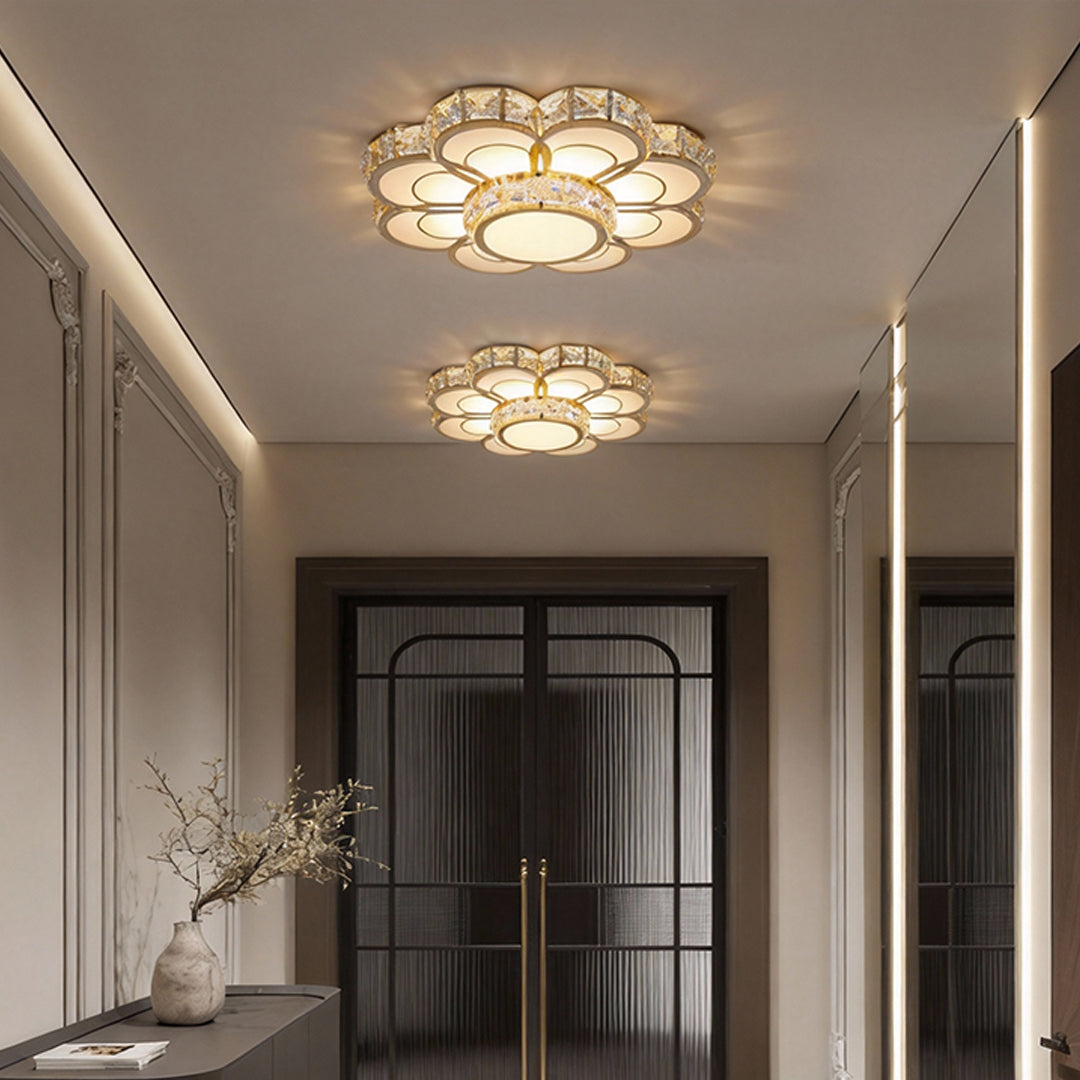Small Crystal Flush Mount Ceiling Light Minimalist LED Light