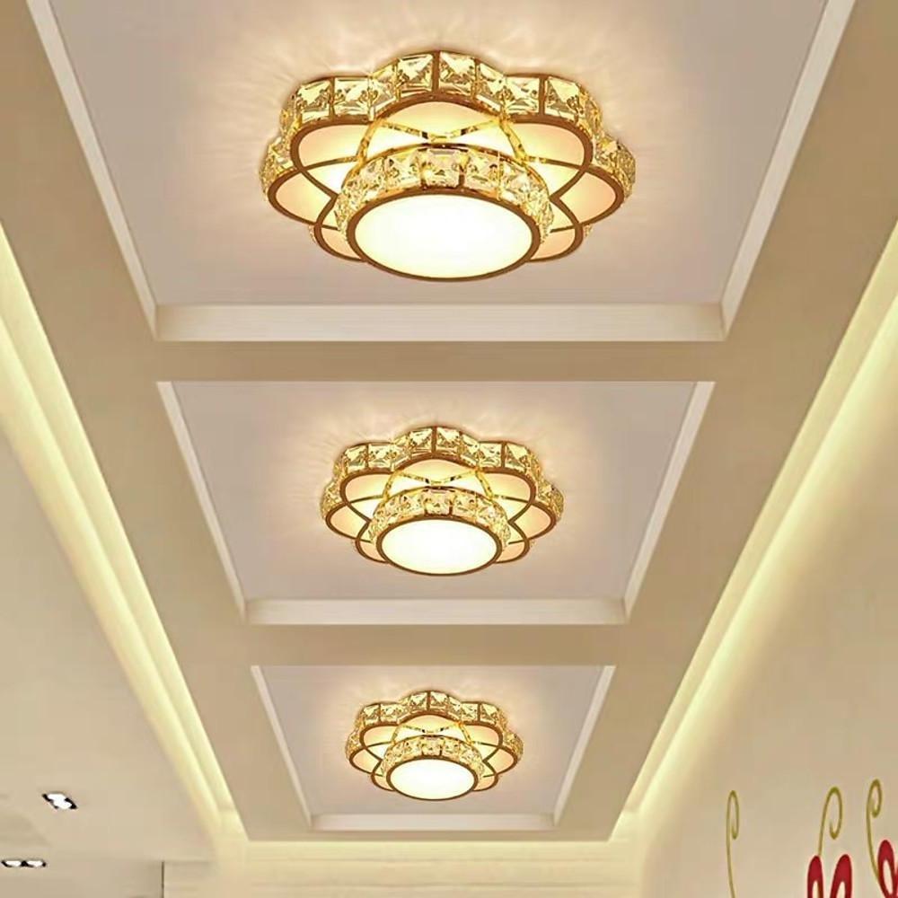 Small Crystal Flush Mount Ceiling Light Minimalist LED Light