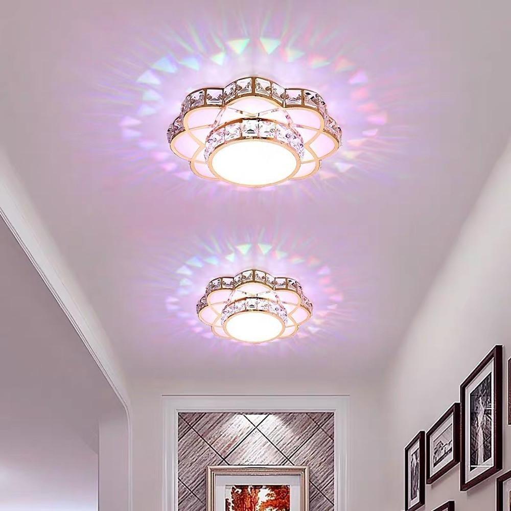 Small Crystal Flush Mount Ceiling Light Minimalist LED Light