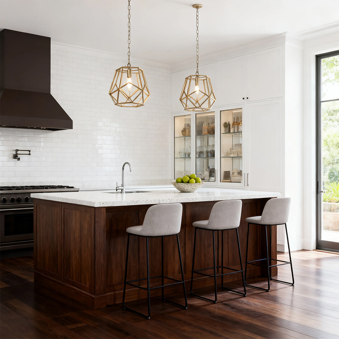 Gold Hanging Pendant Light Single Geometric Ceiling Light