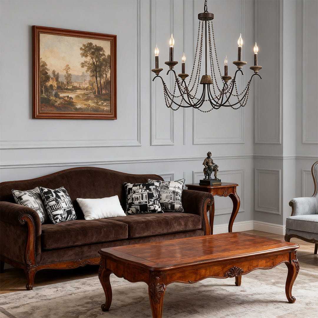 French Style Chandelier with Candelabra Classic Ceiling Light