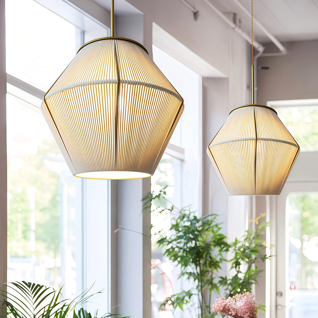 Japanese Style Pendant Lights Braided Hemp Rope Ceiling Light