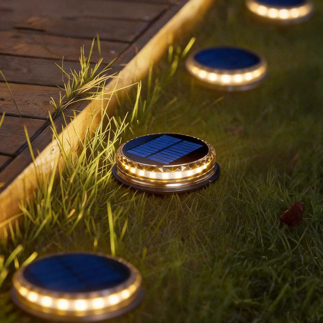 4 Pcs Solar Disc Light Modern LED Black Landscape Lighting