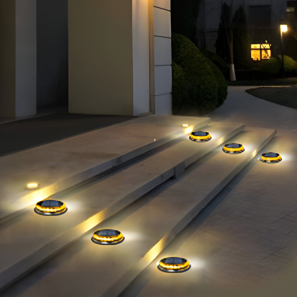 4 Pcs Solar Disc Light Modern LED Black Landscape Lighting