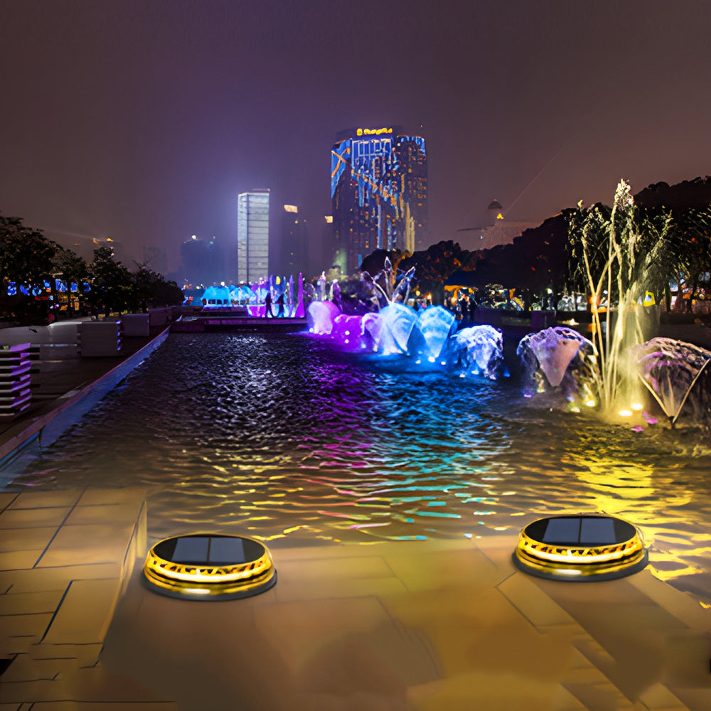 4 Pcs Solar Disc Light Modern LED Black Landscape Lighting