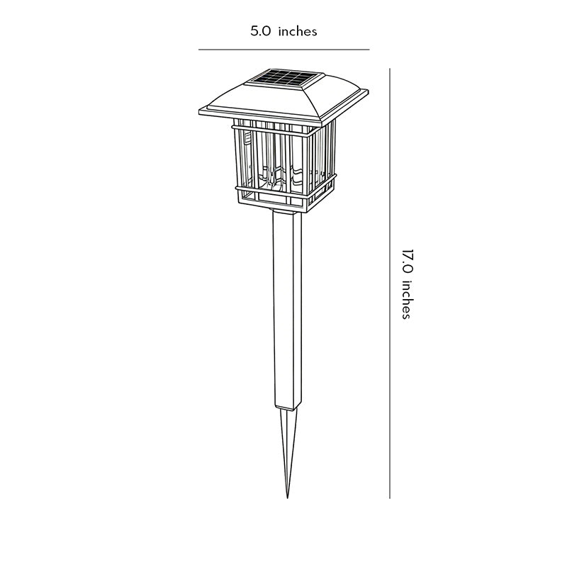2-PCS Solar Outdoor Lawn Lights Vintage Square Waterproof Lamp